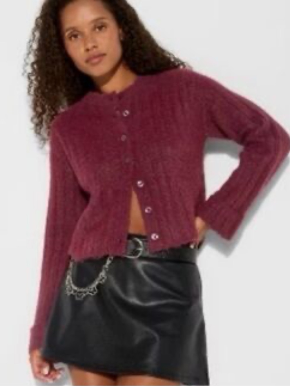 🆕 Wild Fable Burgundy Soft Button-Front Sweater Cardigan - XXL